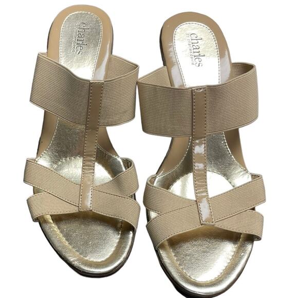 Charles by Charles David Treasury Wedge Sandals Tan Size 10 - Picture 7 of 9